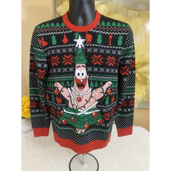 Sponge Bob Nickelodeon Patrick Christmas Theme AOP Ugly Sweater Size Small - Picture 4 of 14
